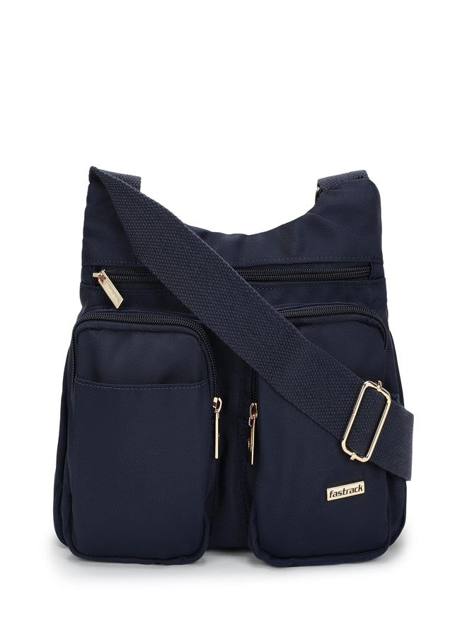 fastrack Blue Nylon Sling Bag for Women | Lightweight Twill-Detail Crossbody with 2 Main Compartments, 3 Quick-Access Pockets & Zipper Closure | Everyday Sling for Travel, College & Casual Outings - Image 1